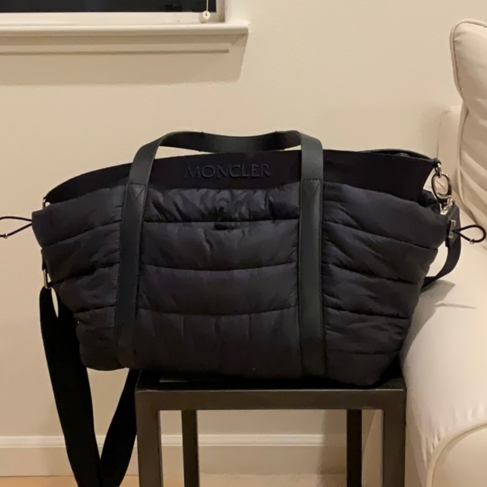 Moncler Le Baby diaper bag navy nylon quilted baby bag